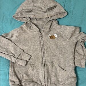 Carter's Gray Hoodie with Bear Design and Bear Ears on hood